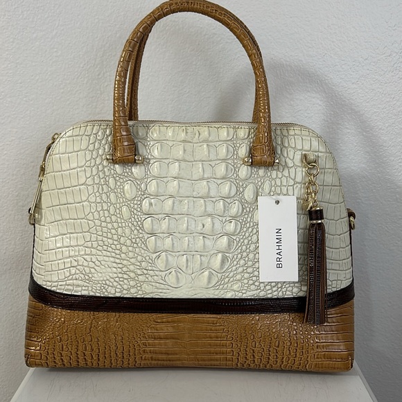 Brahmin Authentic Sydney Coconut Kedima Large Genuine Leather Tote Bag . - Picture 12 of 15